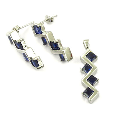 Silver Sapphire Jewelry Set for Women | Gift for Her