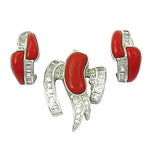 Load image into Gallery viewer, Silver Coral Jewelry Set | Sterling Silver Earrings &amp; Pendant

