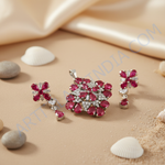 Load image into Gallery viewer, Silver Ruby Pendant Earrings Set | Women&#39;s Jewelry Gift
