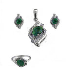 Load image into Gallery viewer, 925 Silver Emerald Jewelry Set | Women's Gift | Emerald Earrings &amp; Pendant
