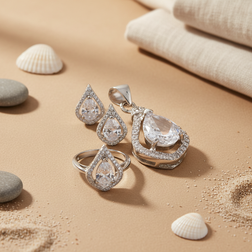 925 Silver Cubic Zirconia Jewelry Set | Women's Gift