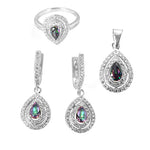 Load image into Gallery viewer, 925 Silver Mystic Topaz Jewelry Set | Earrings, Ring &amp; Pendant
