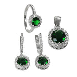 Load image into Gallery viewer, 925 Silver Emerald Ring &amp; Earrings Set for Women | Gift Jewelry
