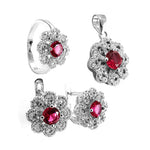 Load image into Gallery viewer, 925 Silver Ruby Flower Jewelry Set | Women's Gift
