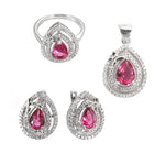 Load image into Gallery viewer, Silver Ruby Ring, Earrings &amp; Pendant Set | Women's Jewelry Gift
