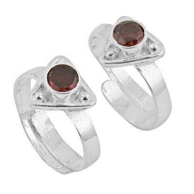 925 Silver Garnet Toe Rings for Women | Adjustable Ring