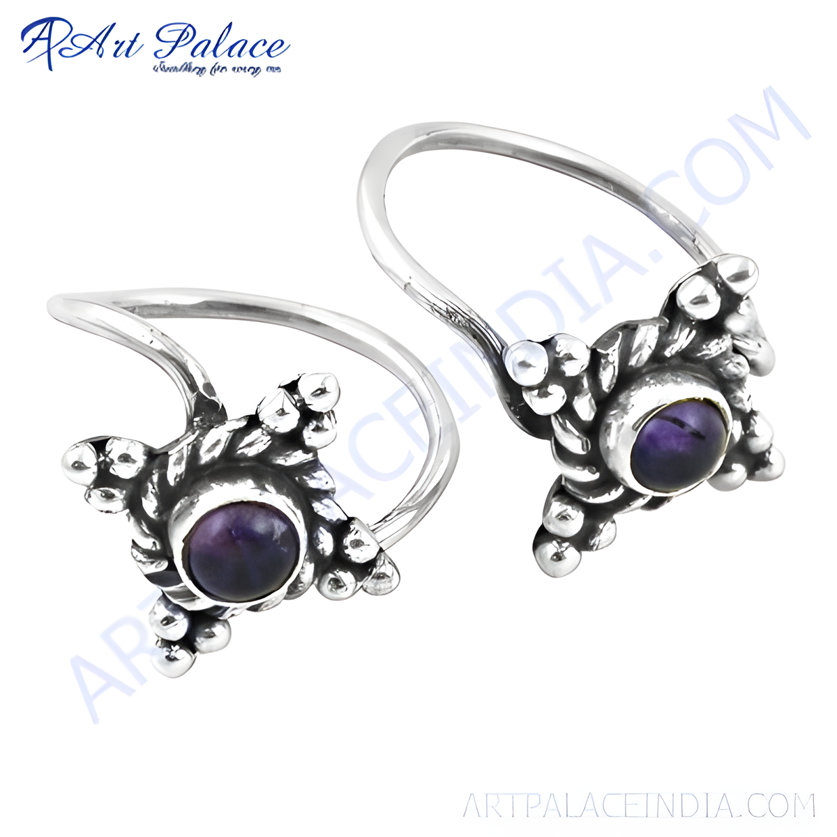 925 sterling silver amethyst toe rings featuring a purple gemstone and intricate design, perfect for women