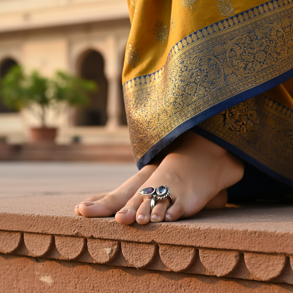 925 Silver Gemstone Toe Rings | Women's Daily Wear Jewelry