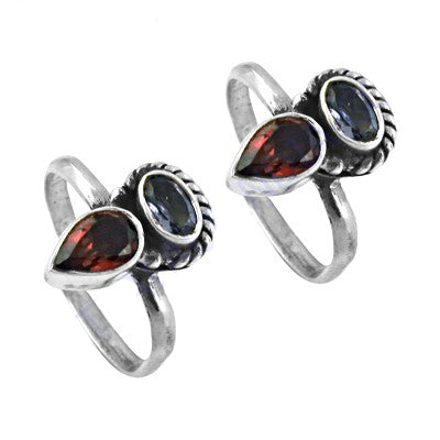 925 Silver Gemstone Toe Rings | Women's Daily Wear Jewelry