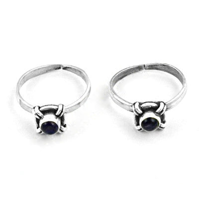 925 Silver Toe Rings with Gemstone | Adjustable Foot Jewelry