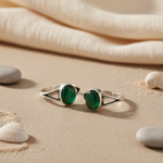 Load image into Gallery viewer, 925 Silver Green Onyx Toe Rings for Women | Adjustable Jewelry
