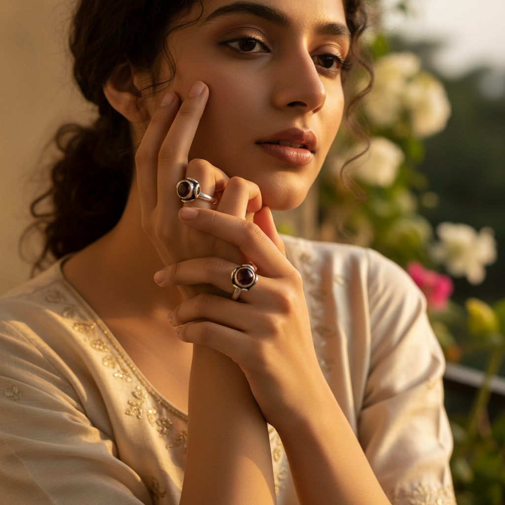 925 Silver Garnet Toe Rings for Women | Adjustable Jewelry