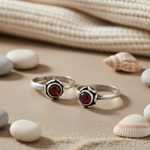 Load image into Gallery viewer, 925 Silver Garnet Toe Rings for Women | Adjustable Jewelry
