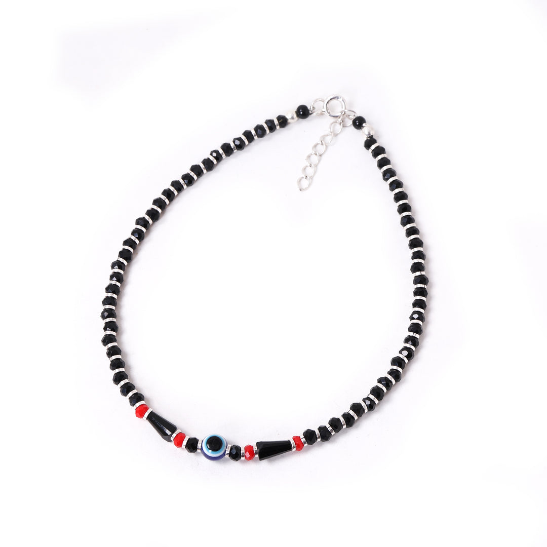 925 Silver Evil Eye Anklet for Women | Handcrafted Protection Jewelry