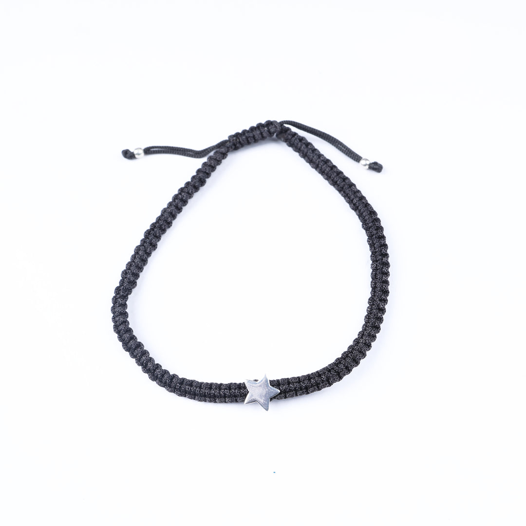 Black Paracord Star Bracelet | Adjustable Cord Jewelry for Men