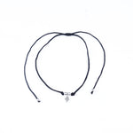 Load image into Gallery viewer, 925 Silver Floral Charm Anklet on Black Cord | Handcrafted Boho Jewelry
