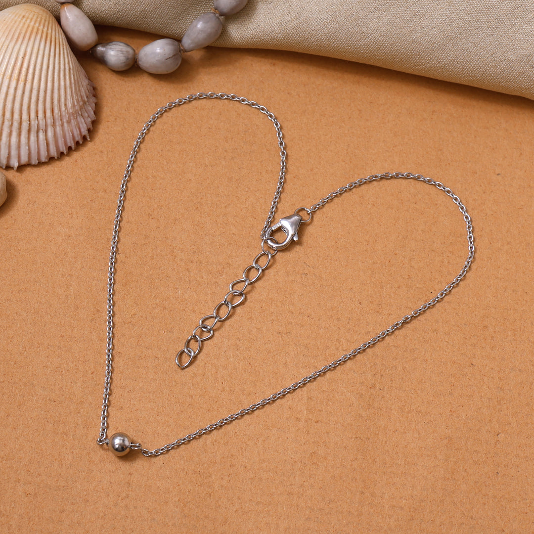 925 Silver Ball Bead Anklet for Women | Delicate Foot Jewelry