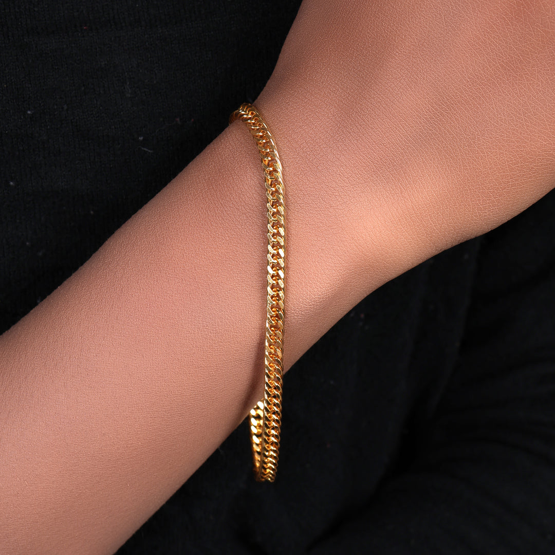 18K Gold Plated Curb Chain Bracelet | Men & Women | Daily Wear