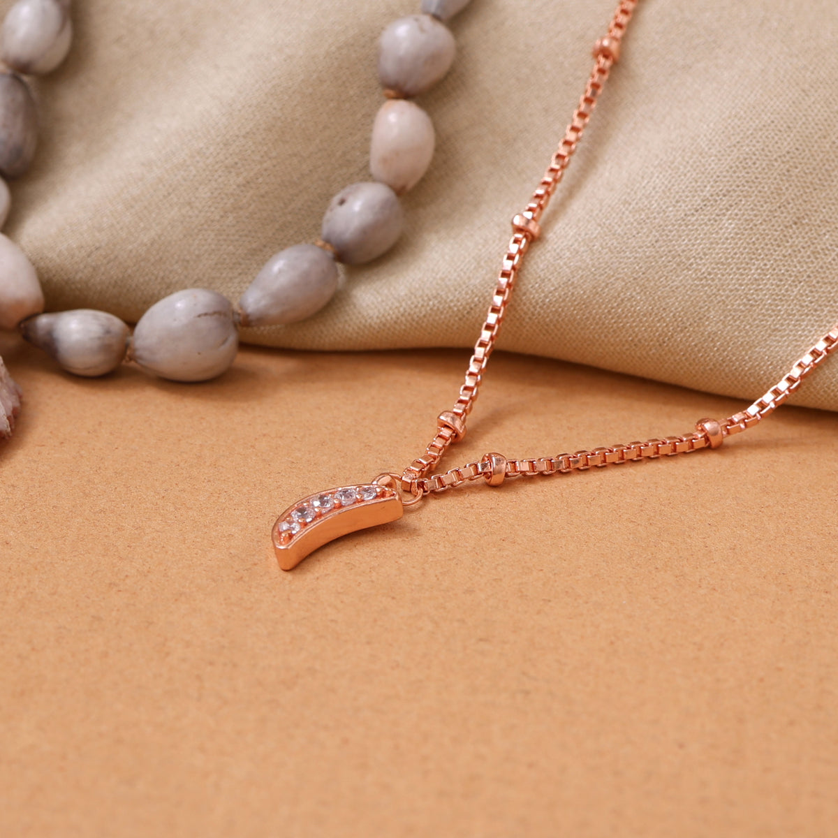 Rose gold plating moon anklet with cubic zirconia | women's jewelry gift