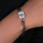 Load image into Gallery viewer, 925 Silver Black Bead Bracelet with Cubic Zirconia | Women's Gift
