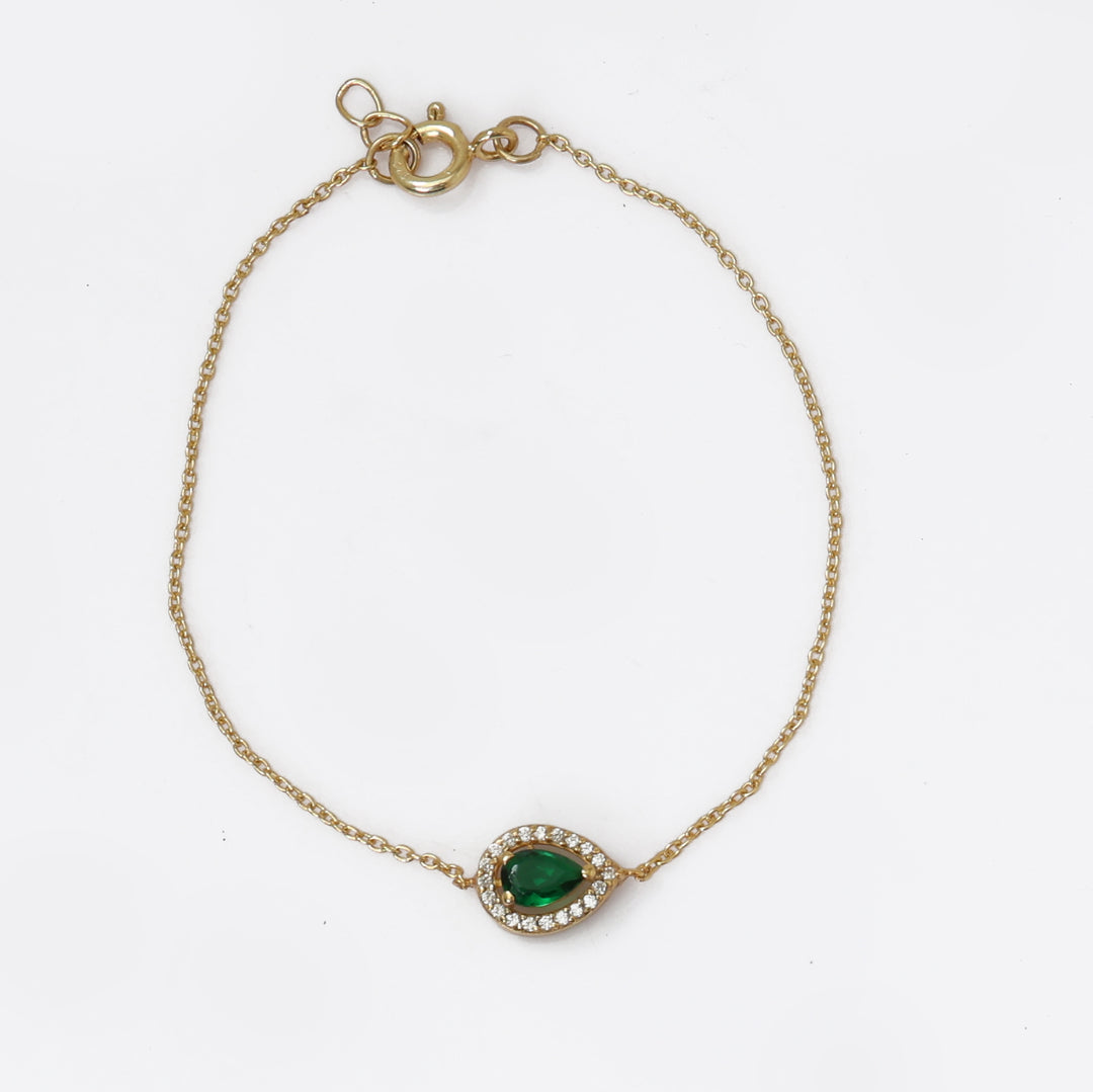 gold plating Pear-Cut Emerald Bracelet for Women | Fine Jewelry