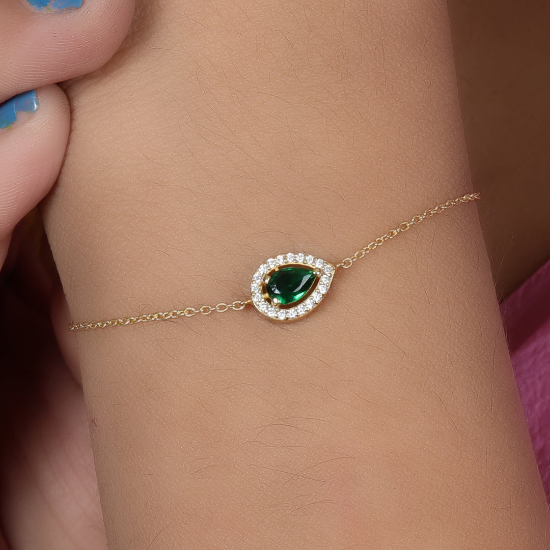 gold plating Pear-Cut Emerald Bracelet for Women | Fine Jewelry