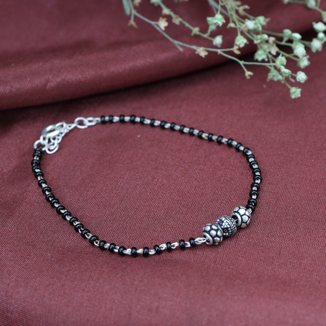 925 Silver Black Bead Bracelet for Women | Daily Wear Jewelry