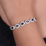 Load image into Gallery viewer, Silver Blue Sapphire Teardrop Bracelet for Women | Gift
