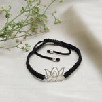 Load image into Gallery viewer, 925 Sterling Silver Lotus Cord Bracelet for Daily Wear | Adjustable
