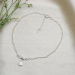 Load image into Gallery viewer, 925 Sterling Silver Anklet with Cubic Zirconia Clover Charm

