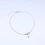 Load image into Gallery viewer, 925 Sterling Silver Anklet with Cubic Zirconia Clover Charm
