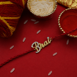 Load image into Gallery viewer, Bhai Design Written Rakhi in Gold-Plated 925 Sterling Silver with CZ
