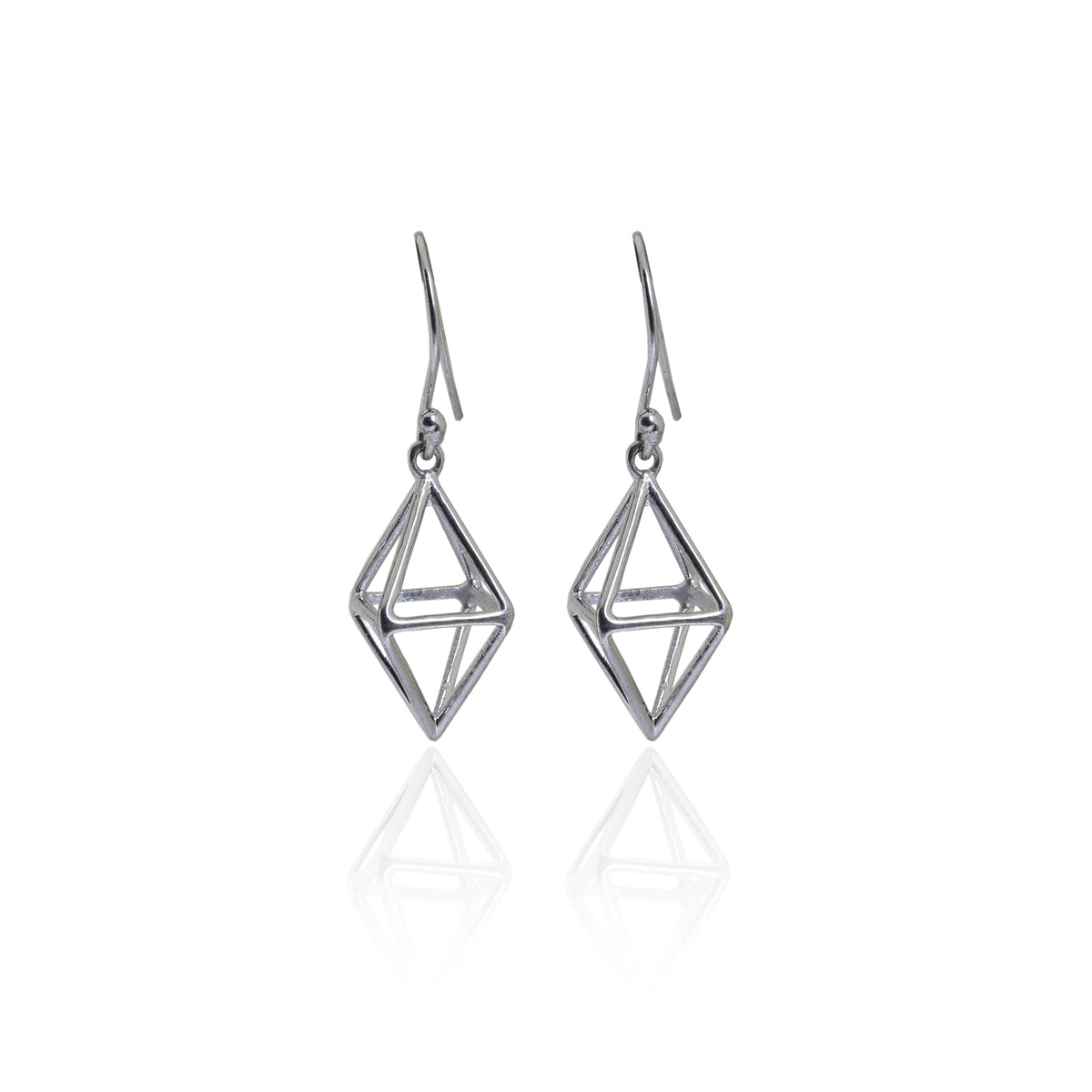 Geometric silver dangle earrings | minimalist jewelry for women