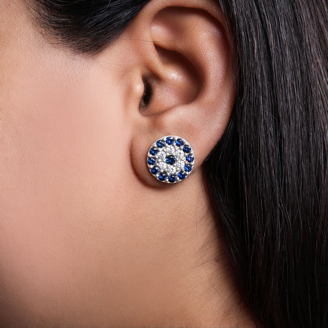 925 Silver Blue Sapphire Stud Earrings for Women | Daily Wear