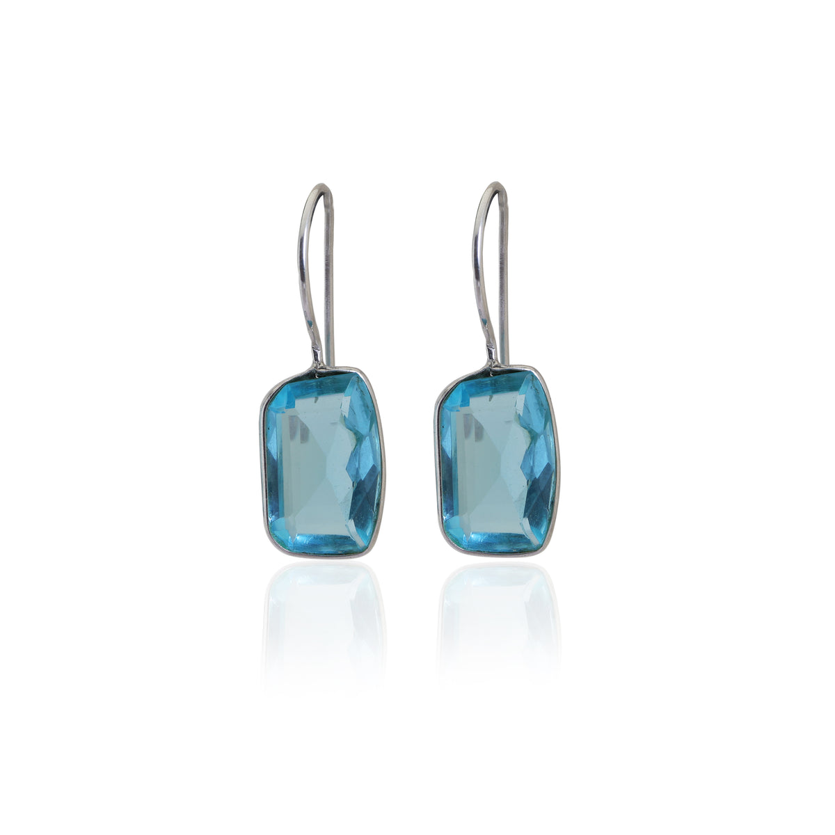 Silver blue topaz drop earrings for women | daily wear jewelry