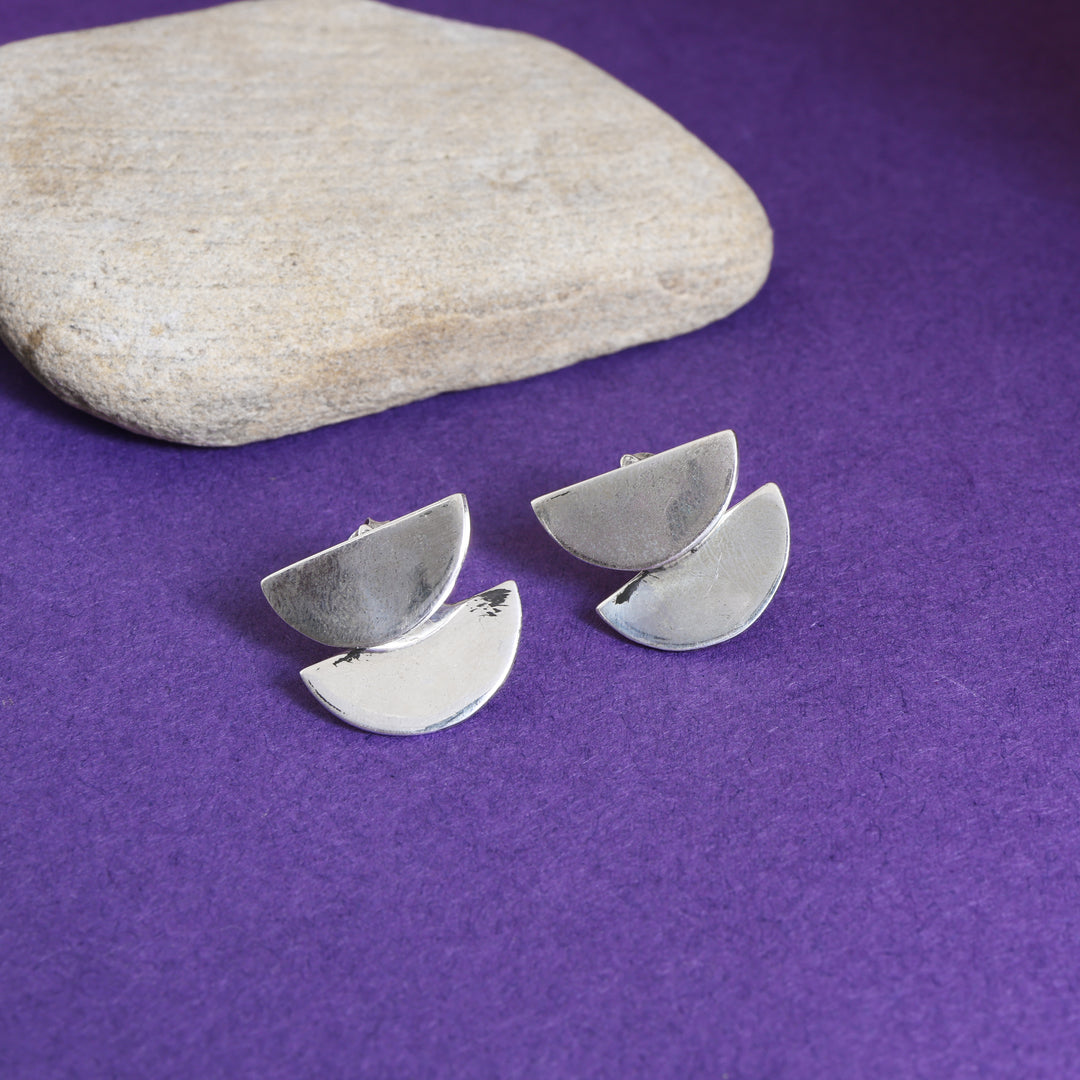 Silver Geometric Drop Earrings for Women | Modern Jewelry