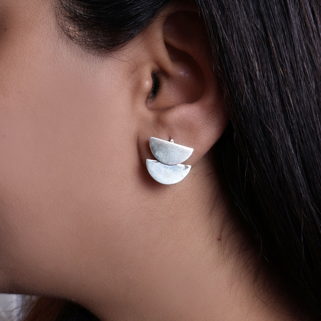 Silver Geometric Drop Earrings for Women | Modern Jewelry