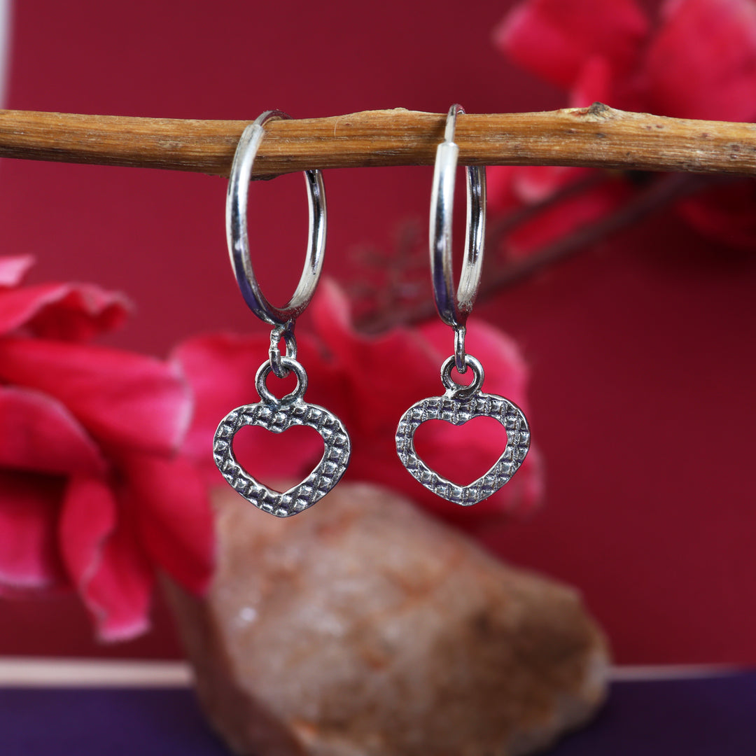 925 Silver Heart Hoop Earrings for Women | Dainty Jewelry
