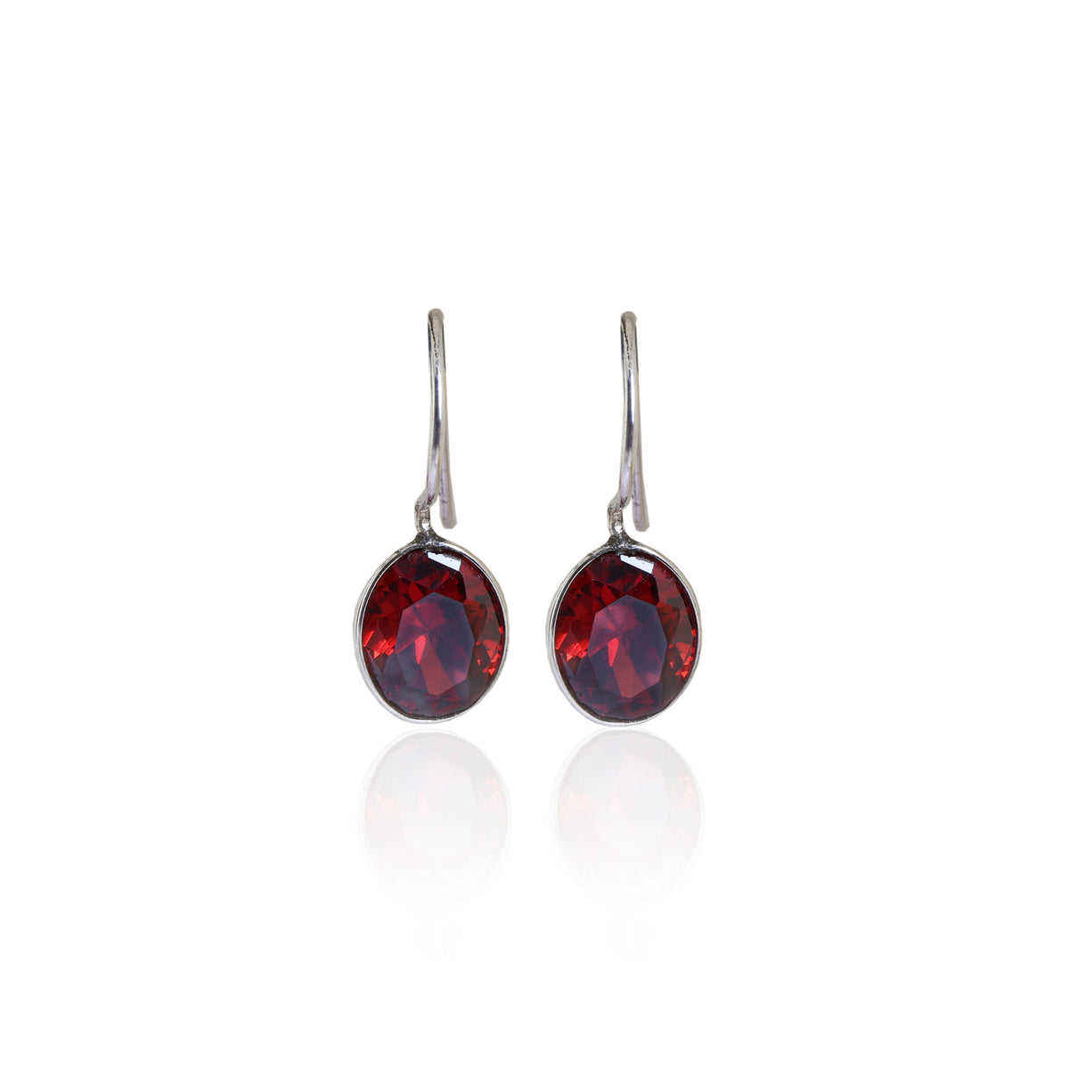 925 silver garnet earrings for women | red gemstone dangle