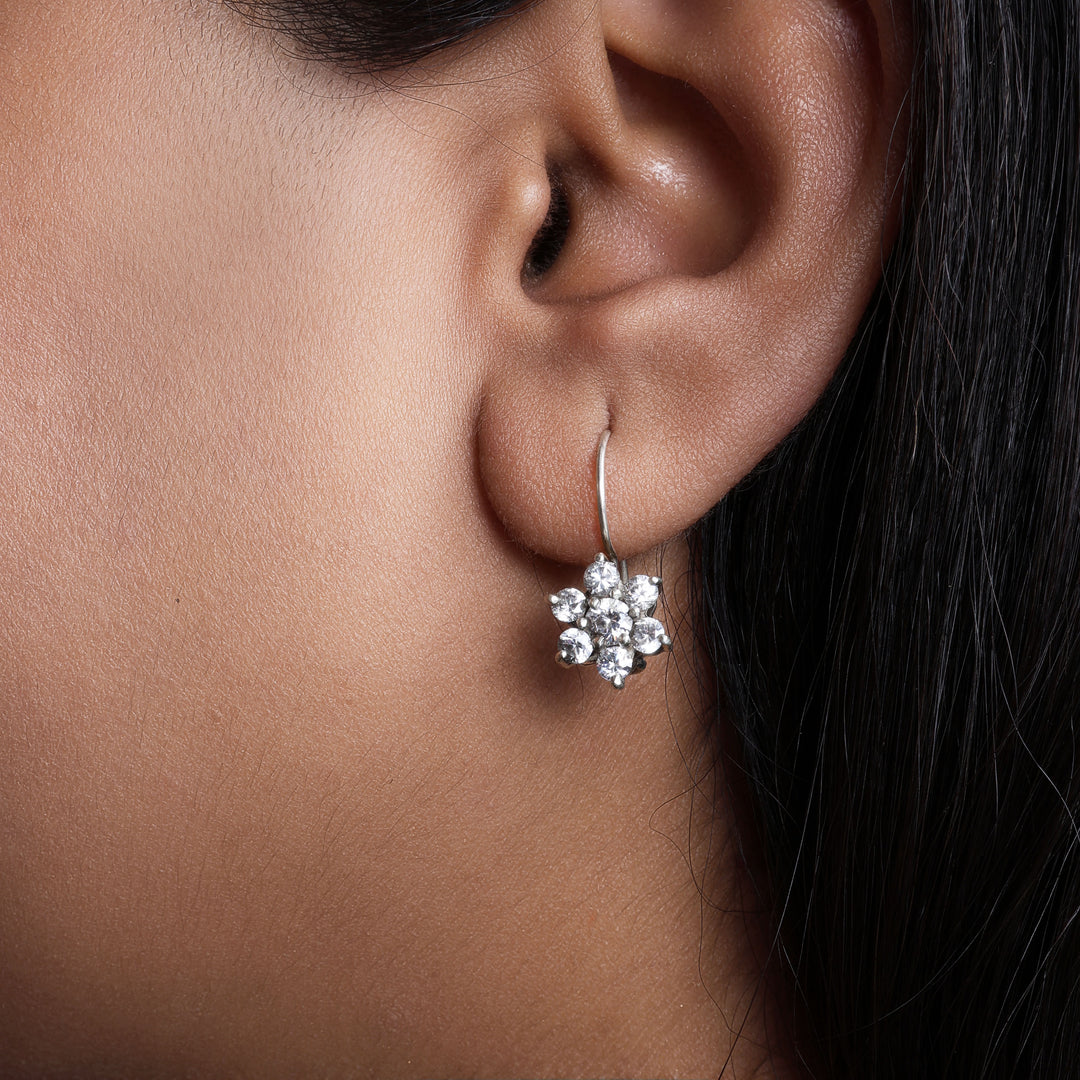 925 Silver Flower Earrings | Cubic Zirconia | Women's Jewelry