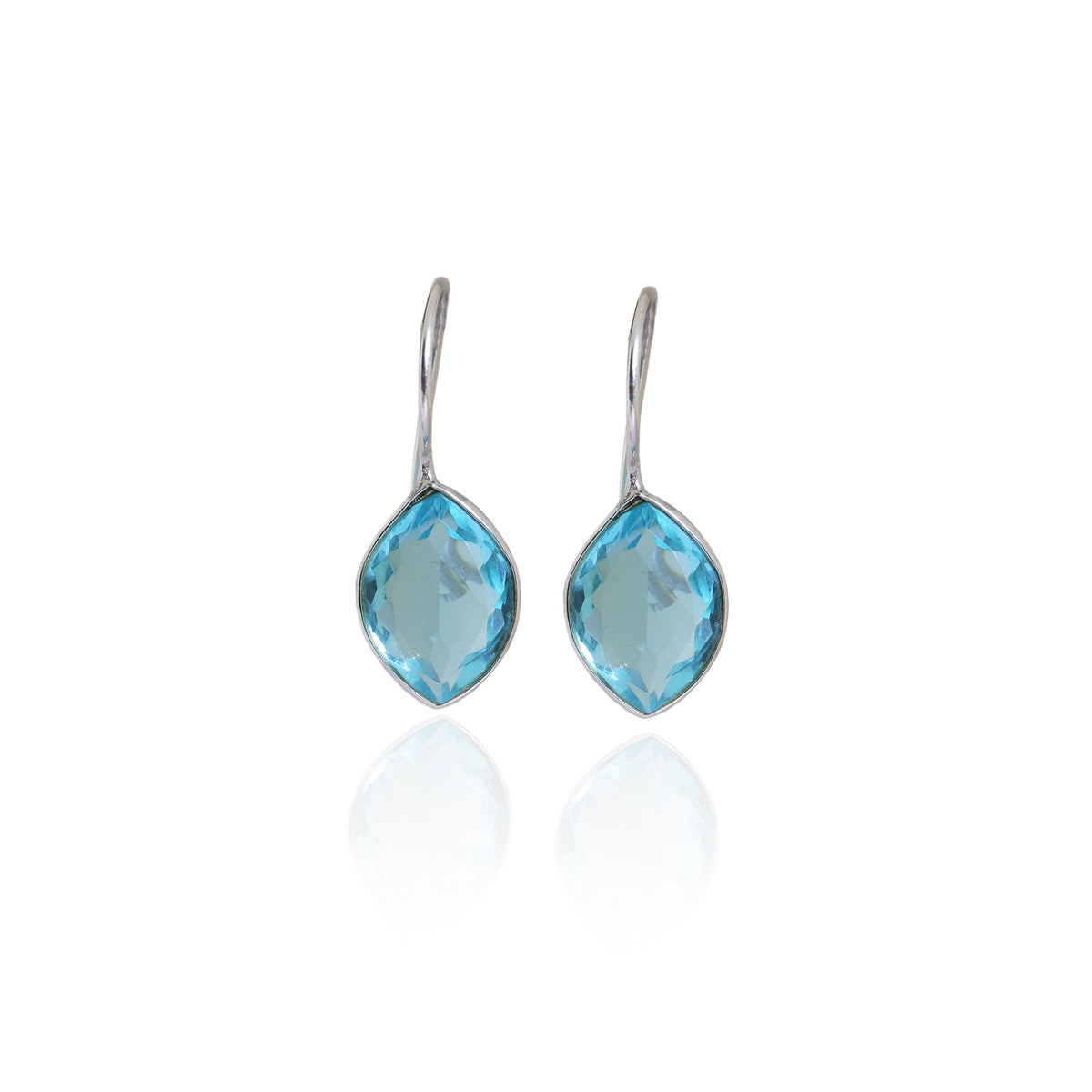Silver blue topaz drop earrings for women | gemstone jewelry