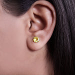Load image into Gallery viewer, Yellow Sapphire Stud Earrings in Silver for Women | Daily Wear
