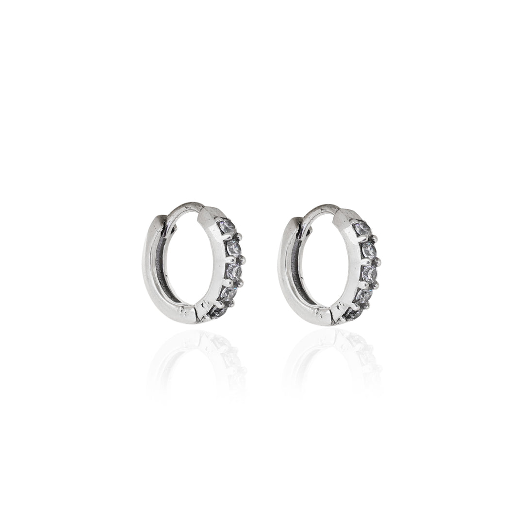 925 Sterling Silver Hoop Earrings with CZ Stones | Women's Jewelry