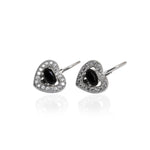 Load image into Gallery viewer, 925 Silver Heart Stud Earrings with Black Gemstones | Women's Jewelry
