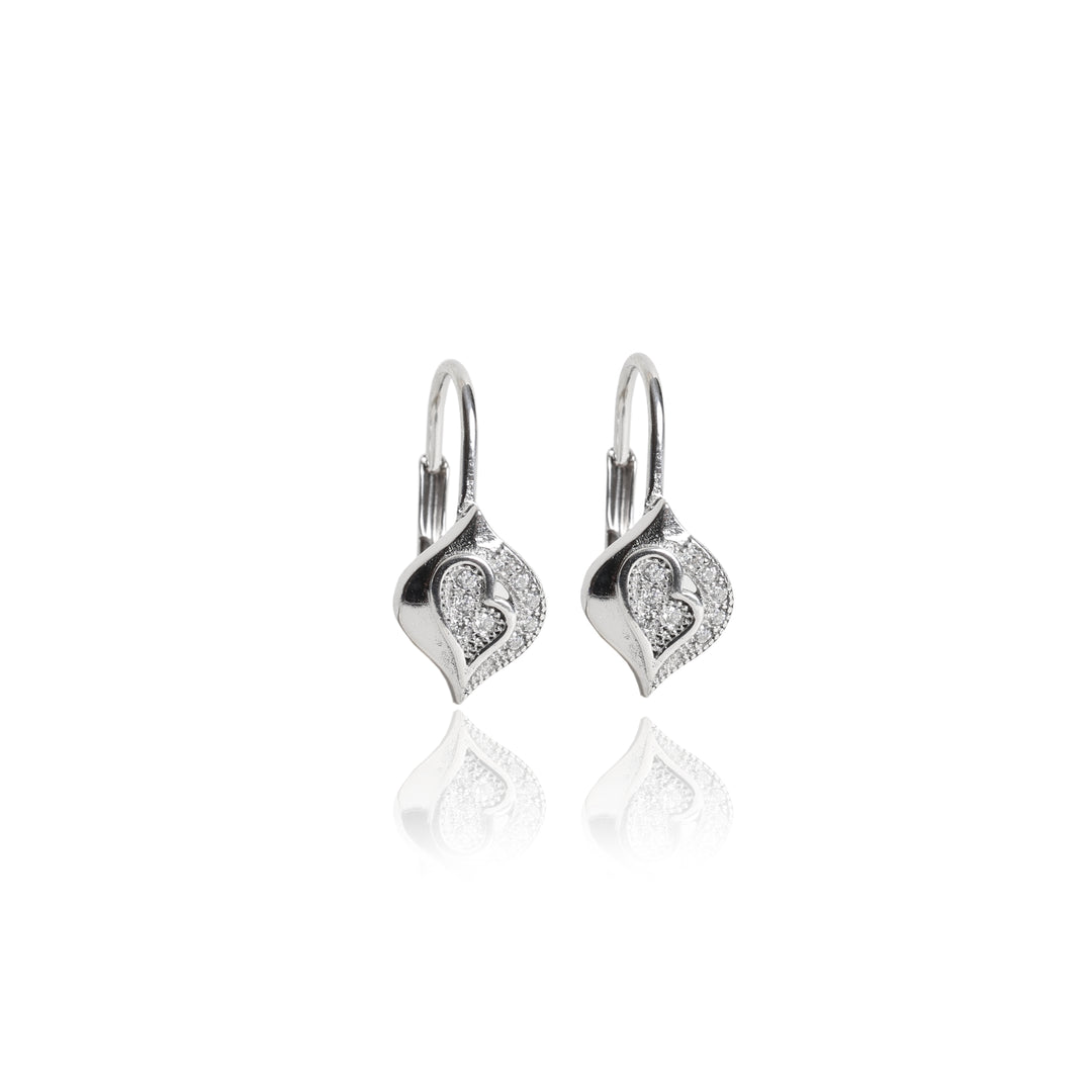 925 Silver Cubic Zirconia Heart Earrings for Women | Gift Jewelry