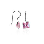 Load image into Gallery viewer, Silver Pink Gemstone Square Earrings for Women | Dangle Jewelry

