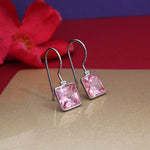 Load image into Gallery viewer, Silver Pink Gemstone Square Earrings for Women | Dangle Jewelry

