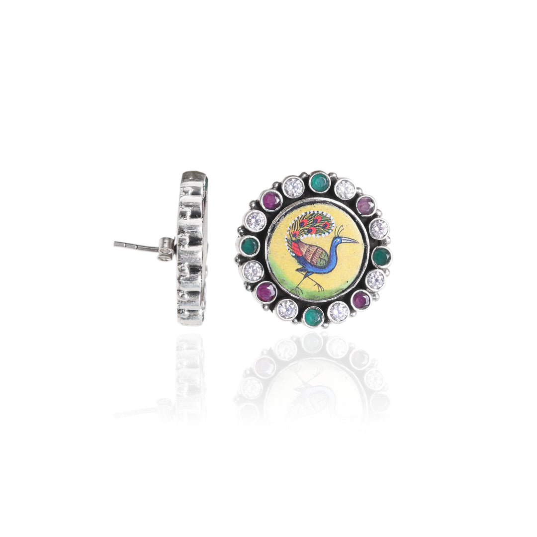 925 Silver Peacock Stud Earrings | Gemstone Jewelry for Women