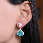 Load image into Gallery viewer, 925 Silver Teardrop Emerald Earrings | Dangle Earrings for Women
