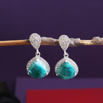 Load image into Gallery viewer, 925 Silver Teardrop Emerald Earrings | Dangle Earrings for Women
